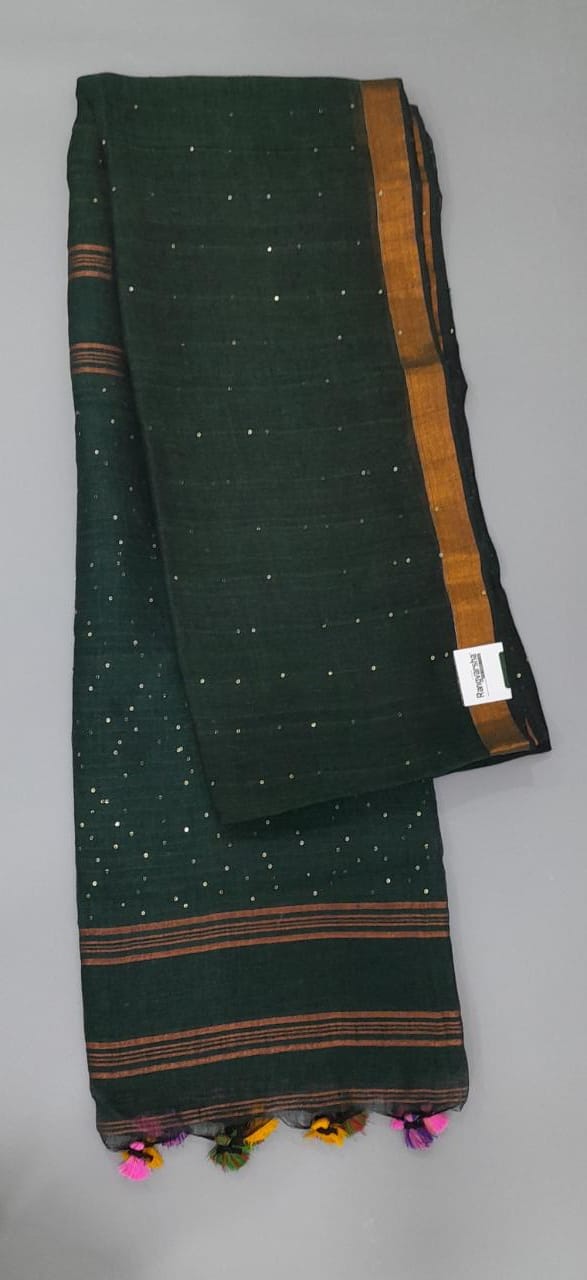 Green Linen Saree