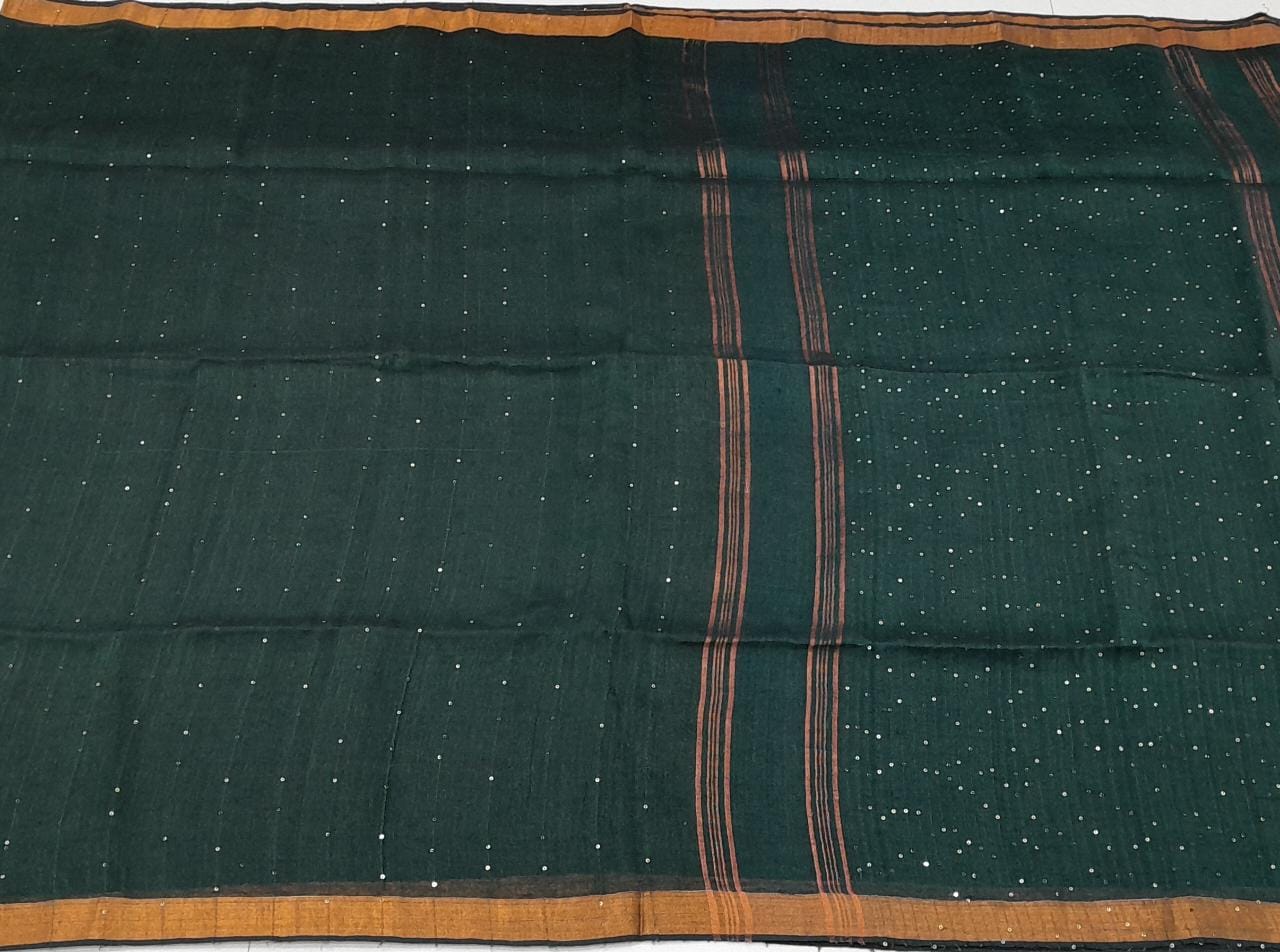 Green Linen Saree