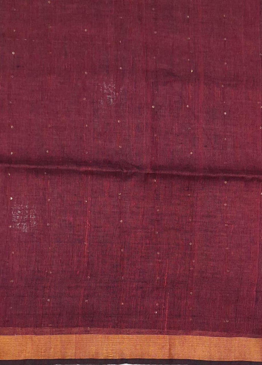 Maroon Linen Saree
