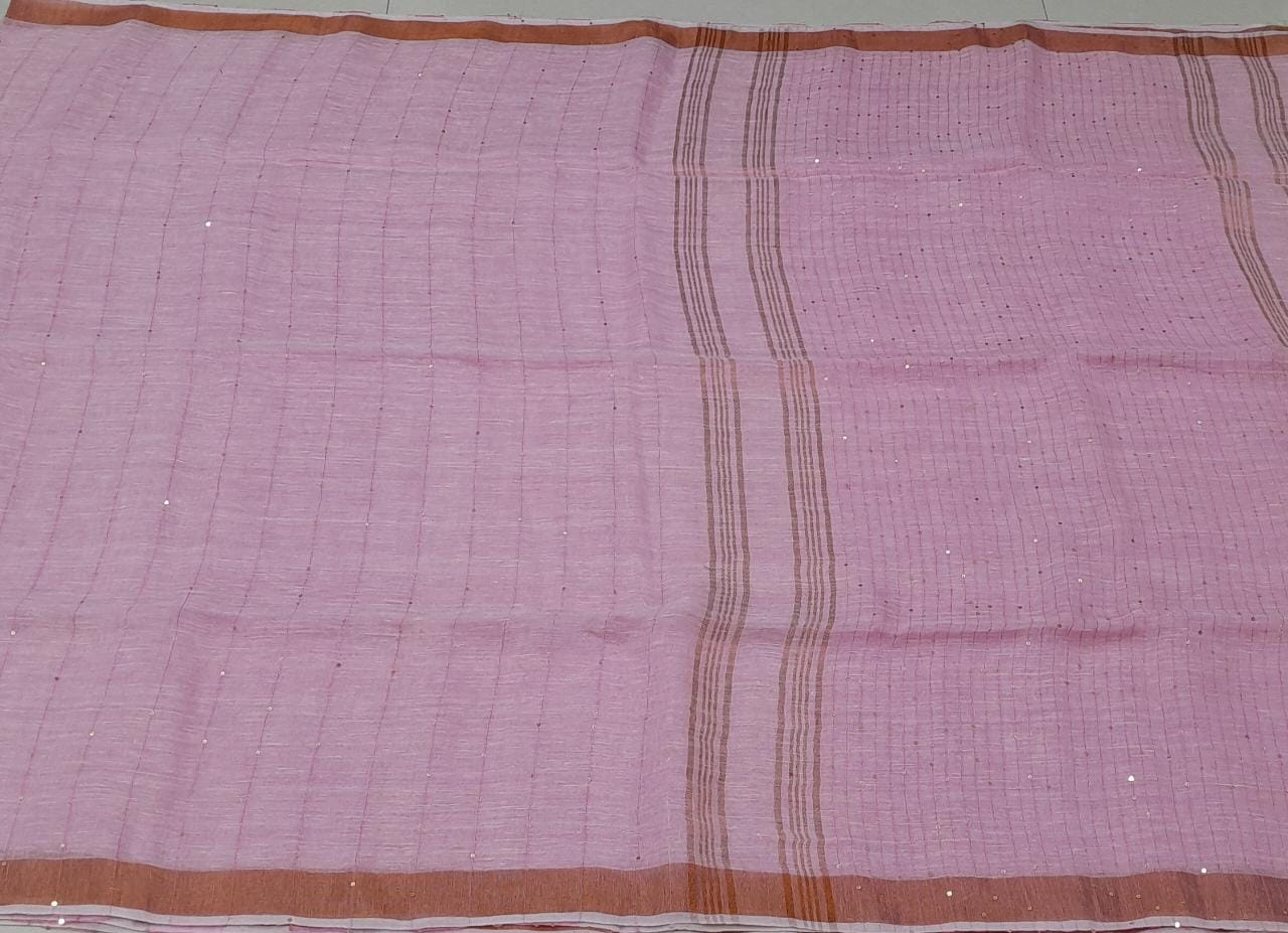 Baby pink Linen Saree
