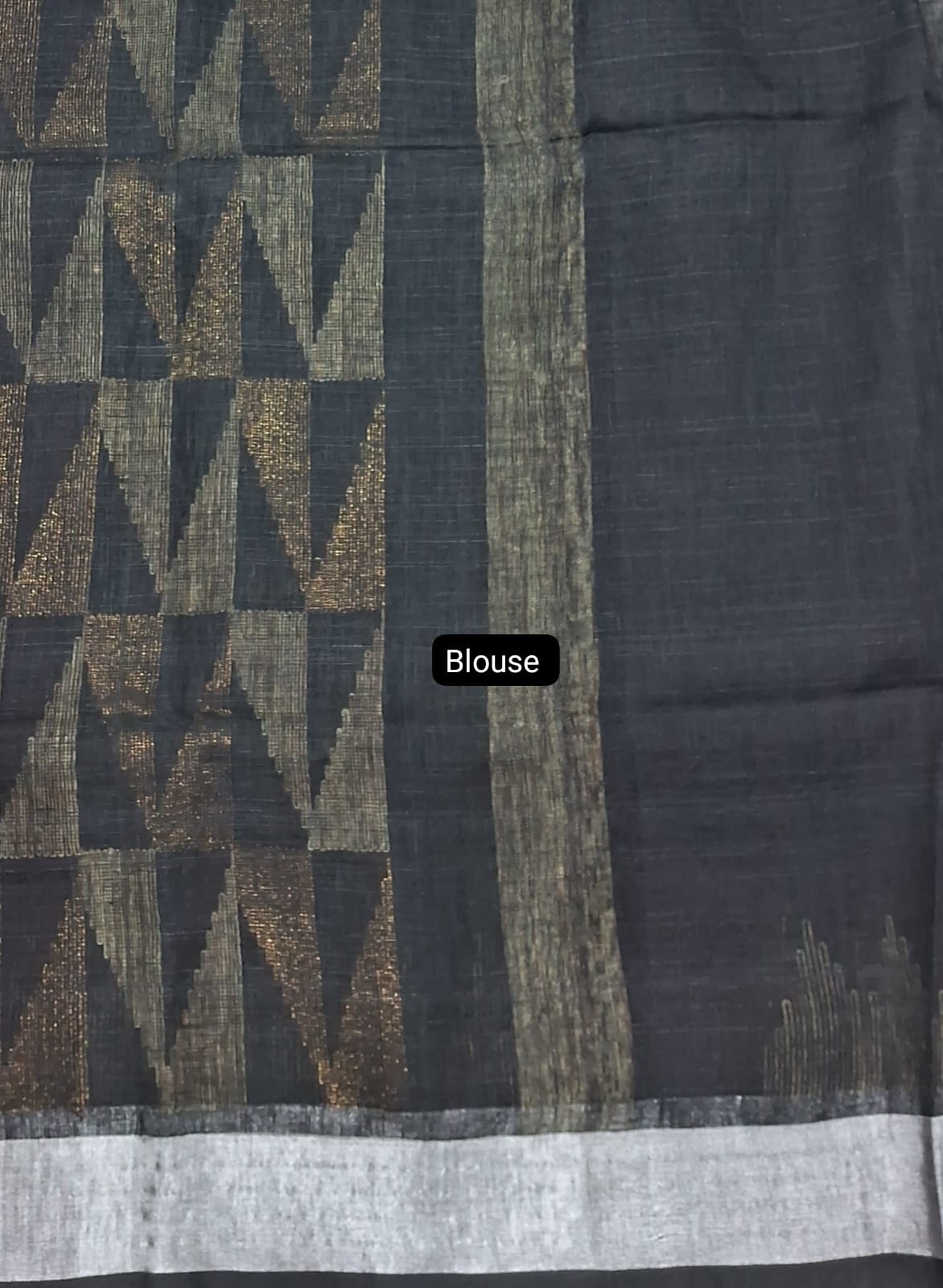 Black khadhi Linen Saree
