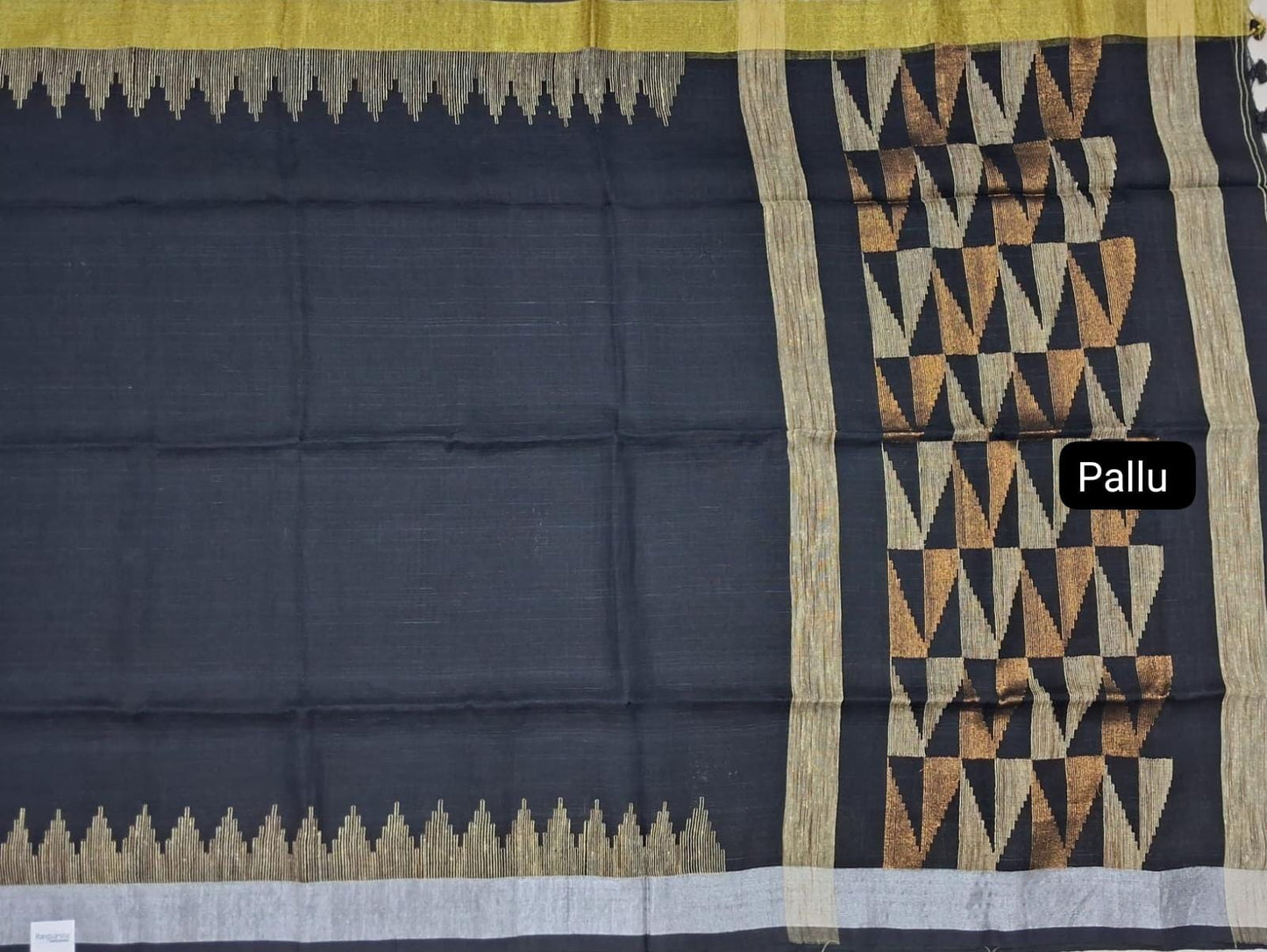 Black khadhi Linen Saree