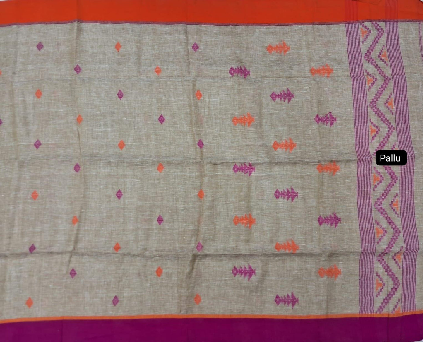 Cream Khadhi linen saree