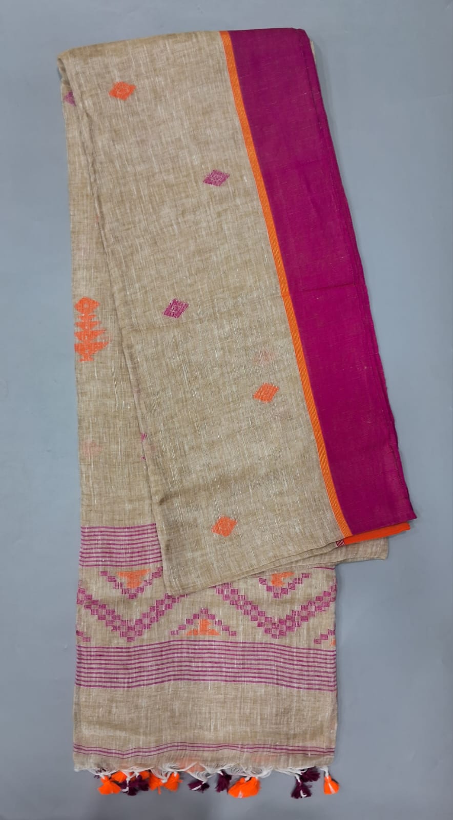 Cream Khadhi linen saree