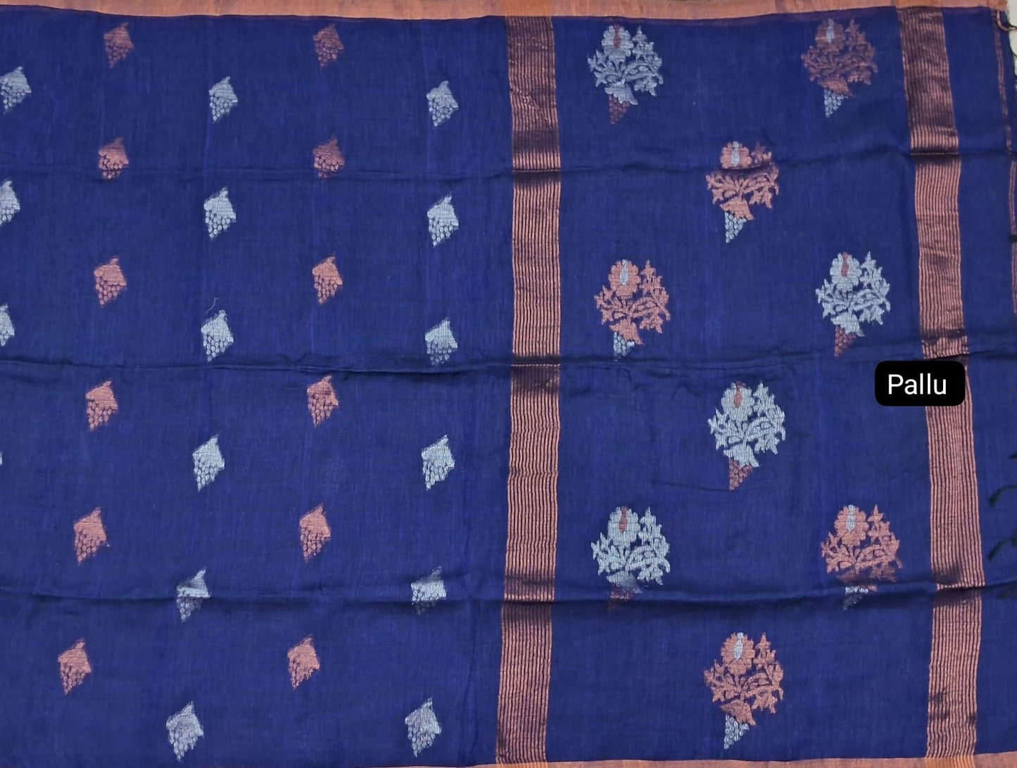 Royal Blue khadhi Linen Saree