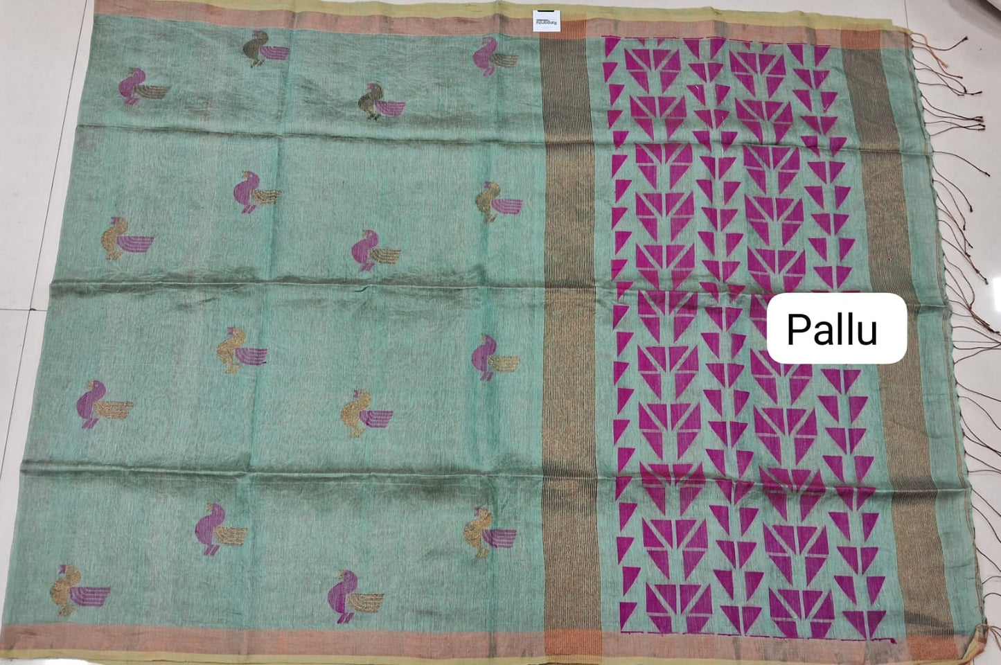 Marine Blue Khadhi Linen Saree