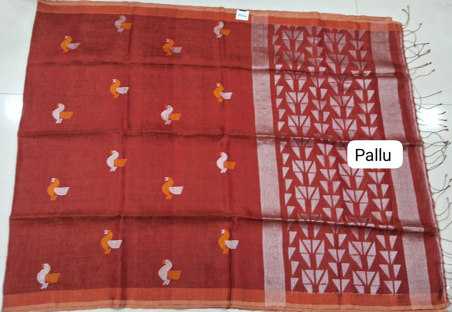 Maroon Khadhi Linen Saree