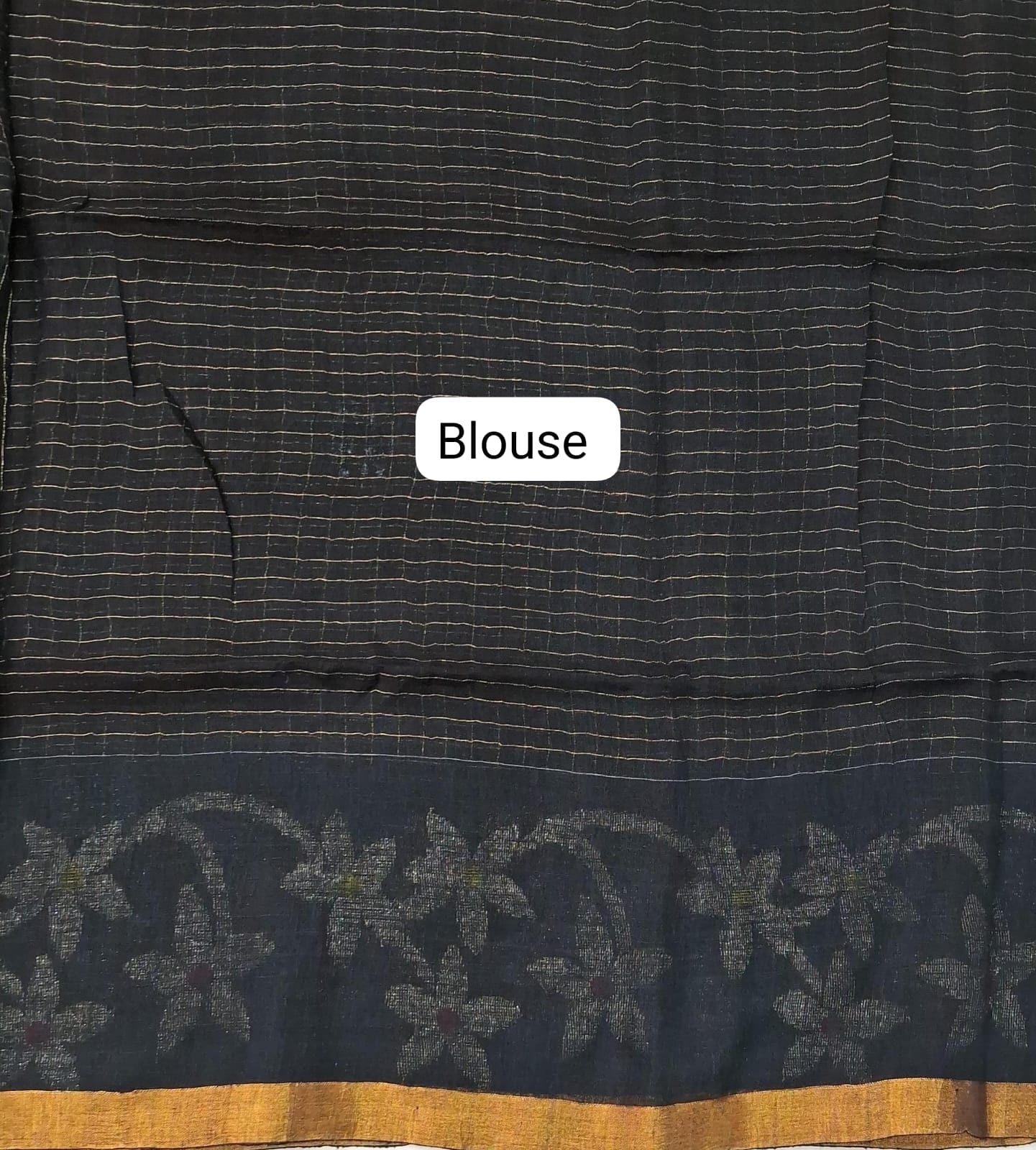 Black Khadhi Linen Saree