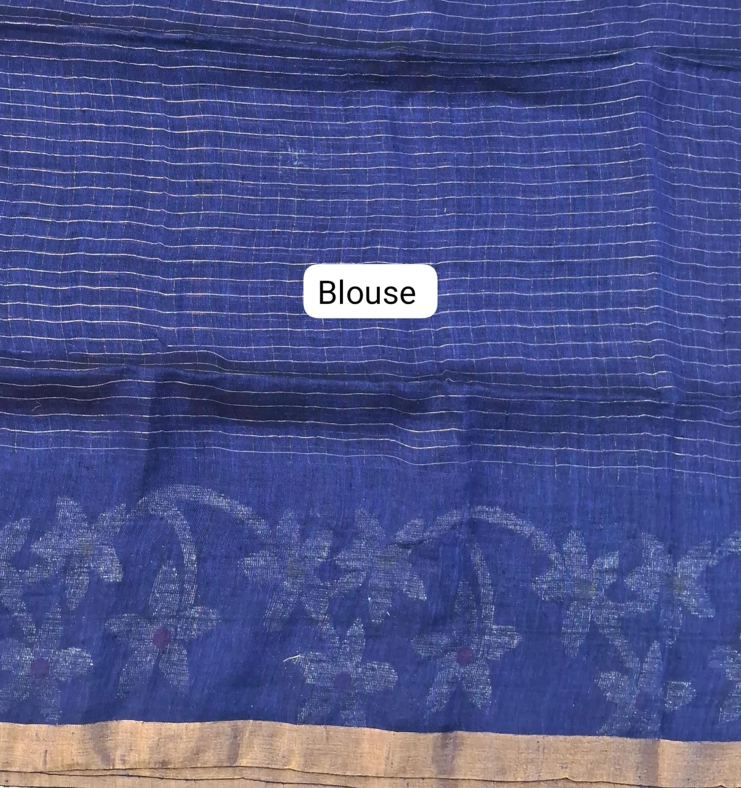 Navy Blue Khadhi Linen Saree