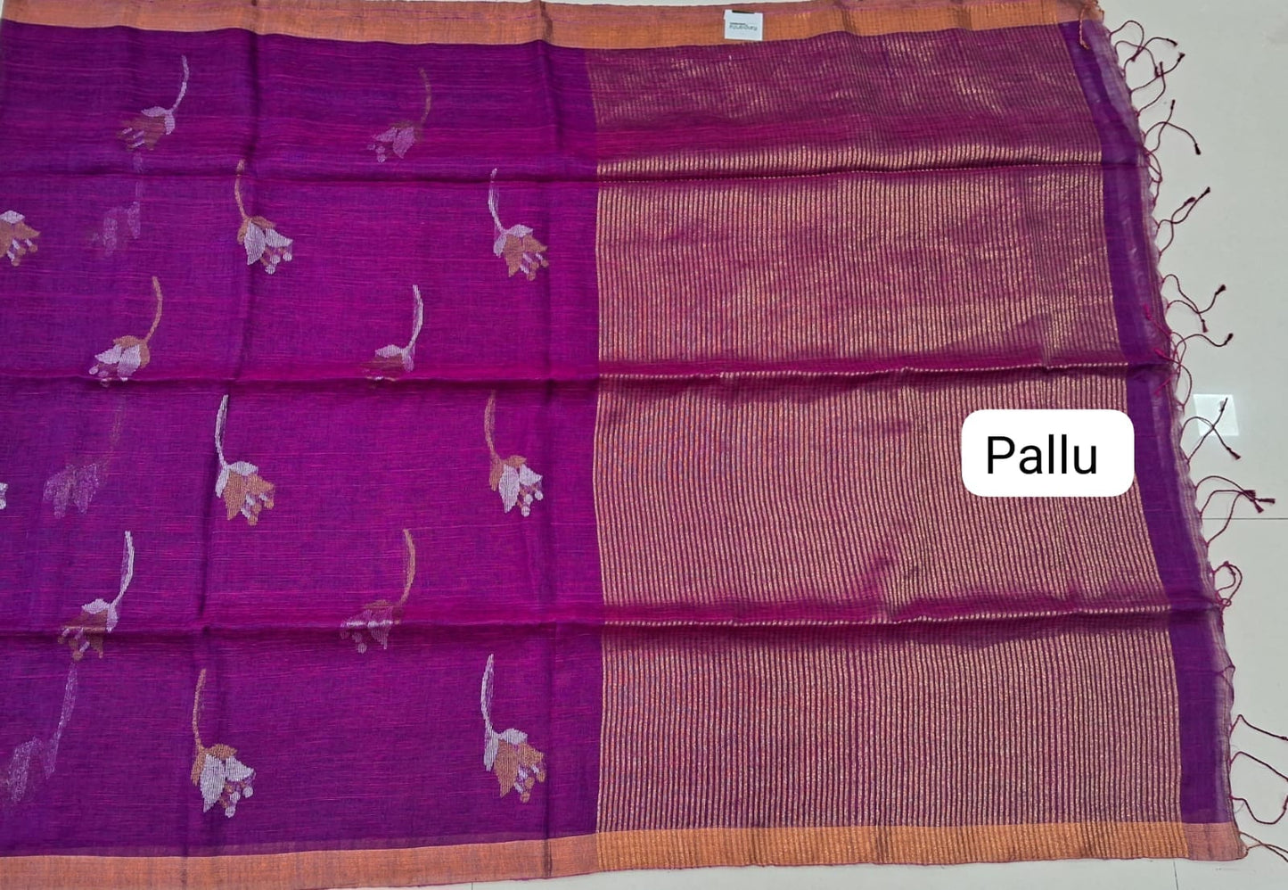 Wine Khadhi Linen Saree