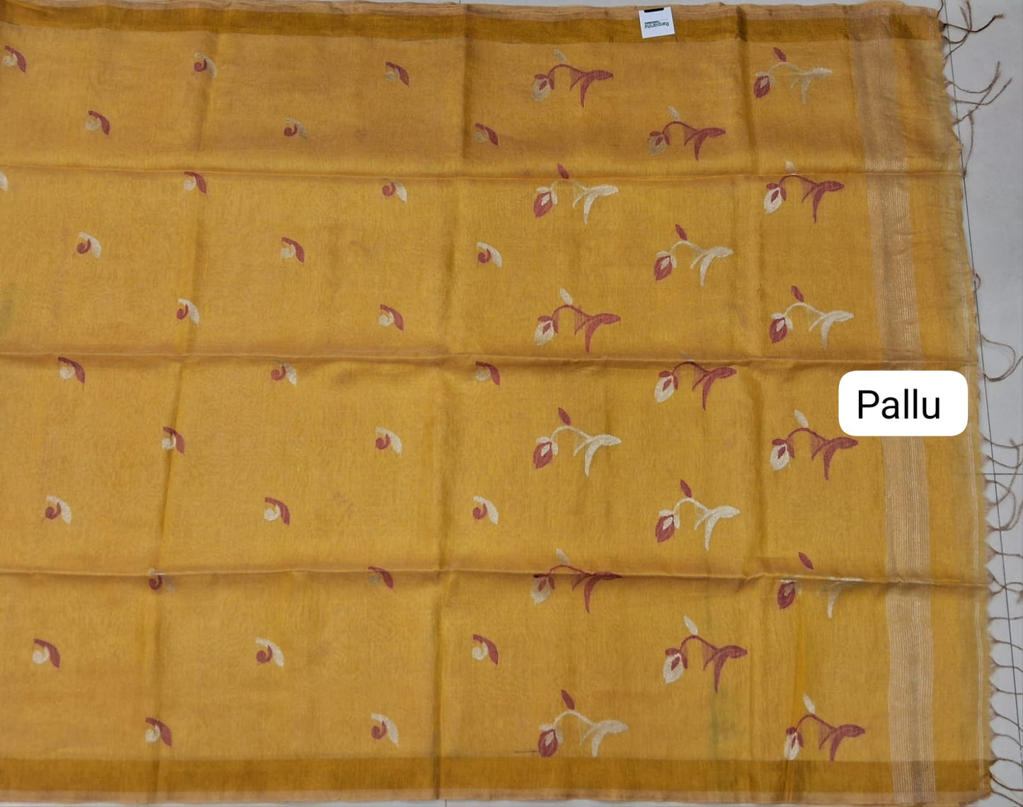 Mango Yellow Khadhi Linen Saree