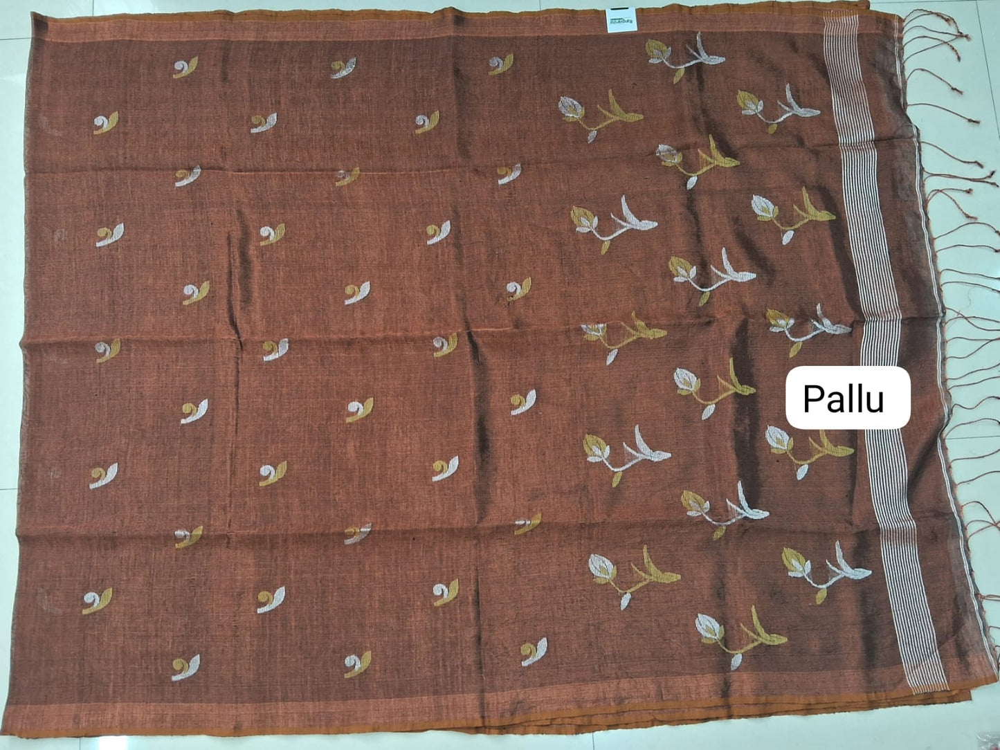 Chocolate Brown Khadhi Linen Saree