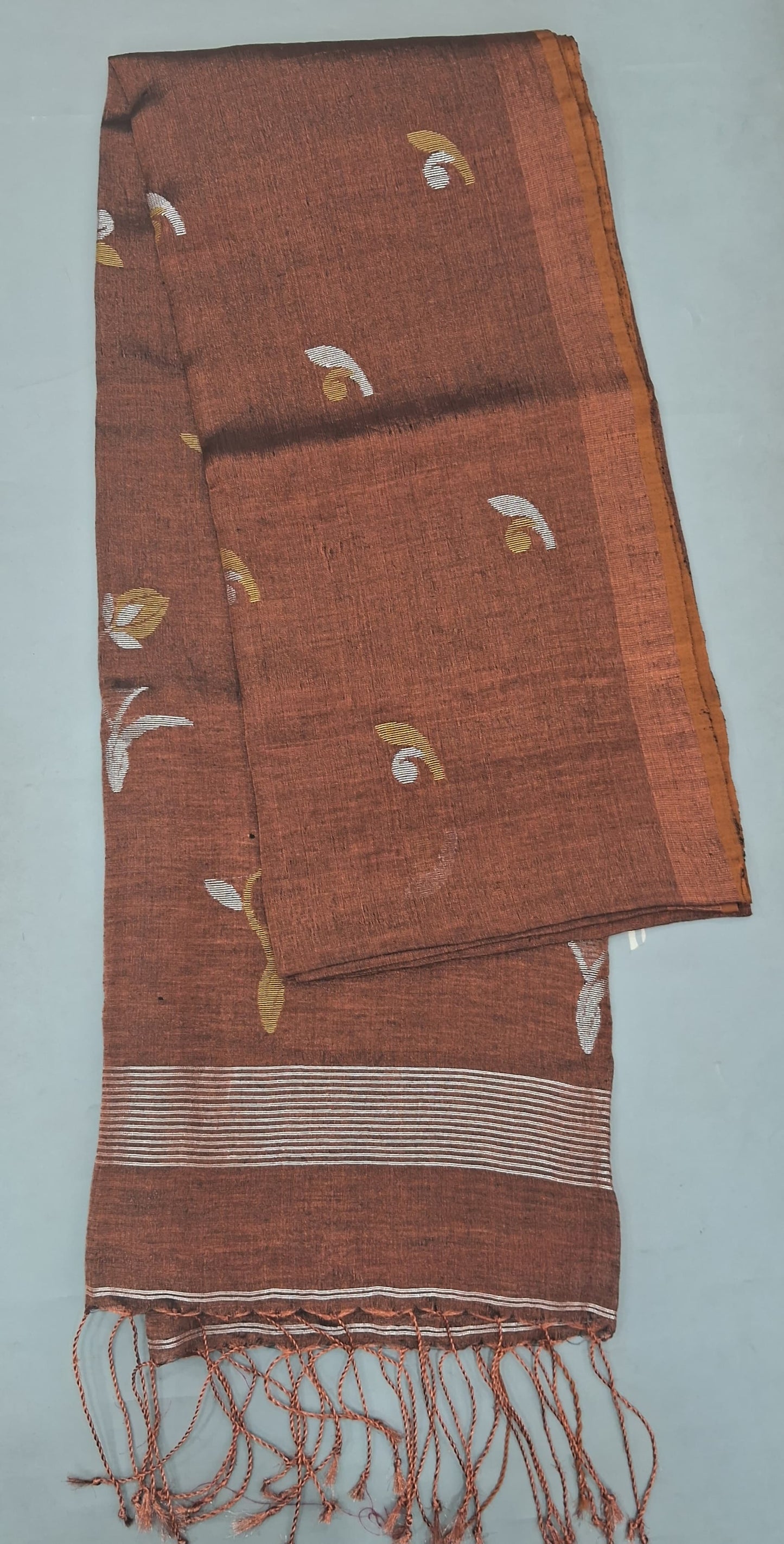 Chocolate Brown Khadhi Linen Saree