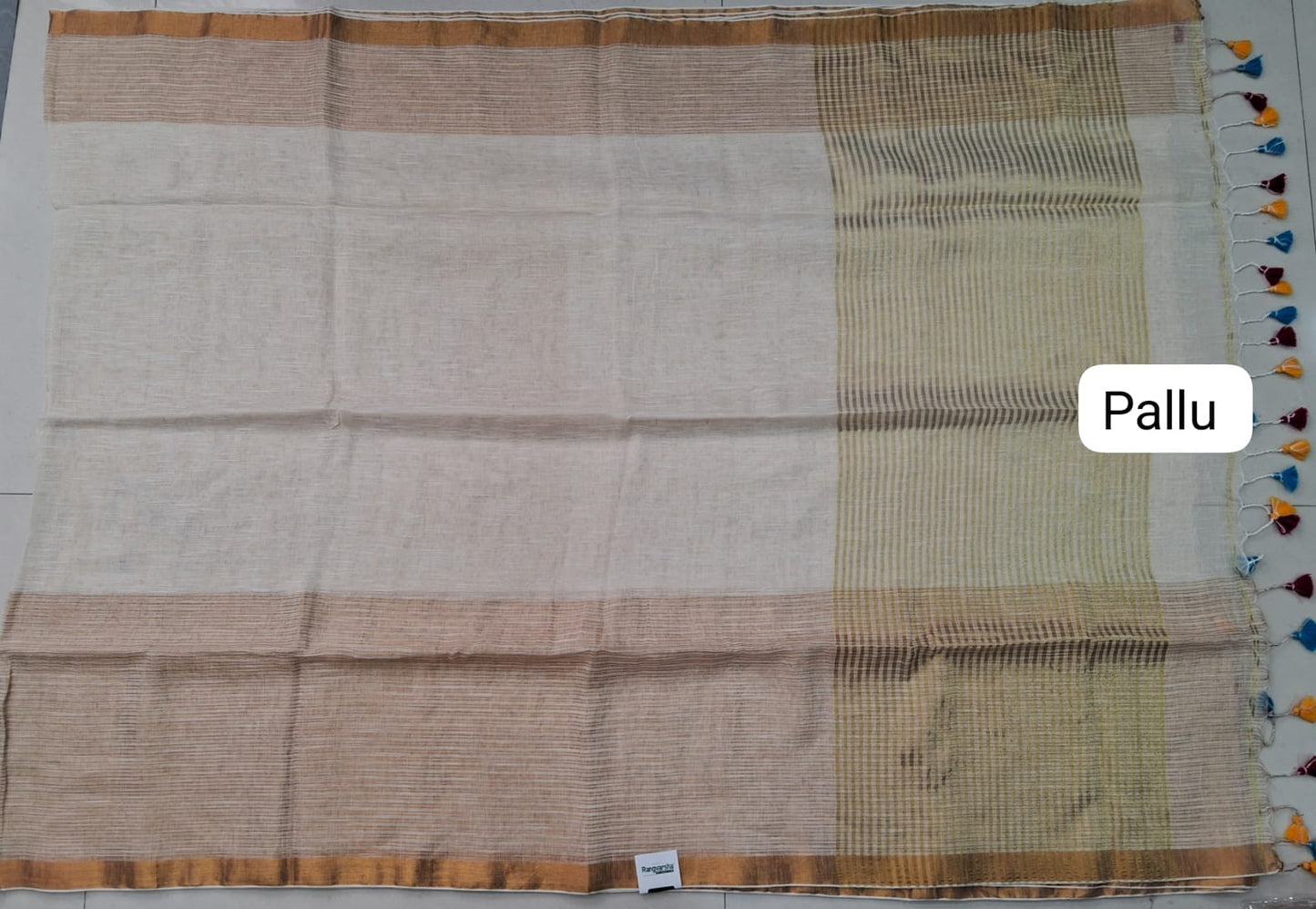 Beige Khadhi Linen Saree
