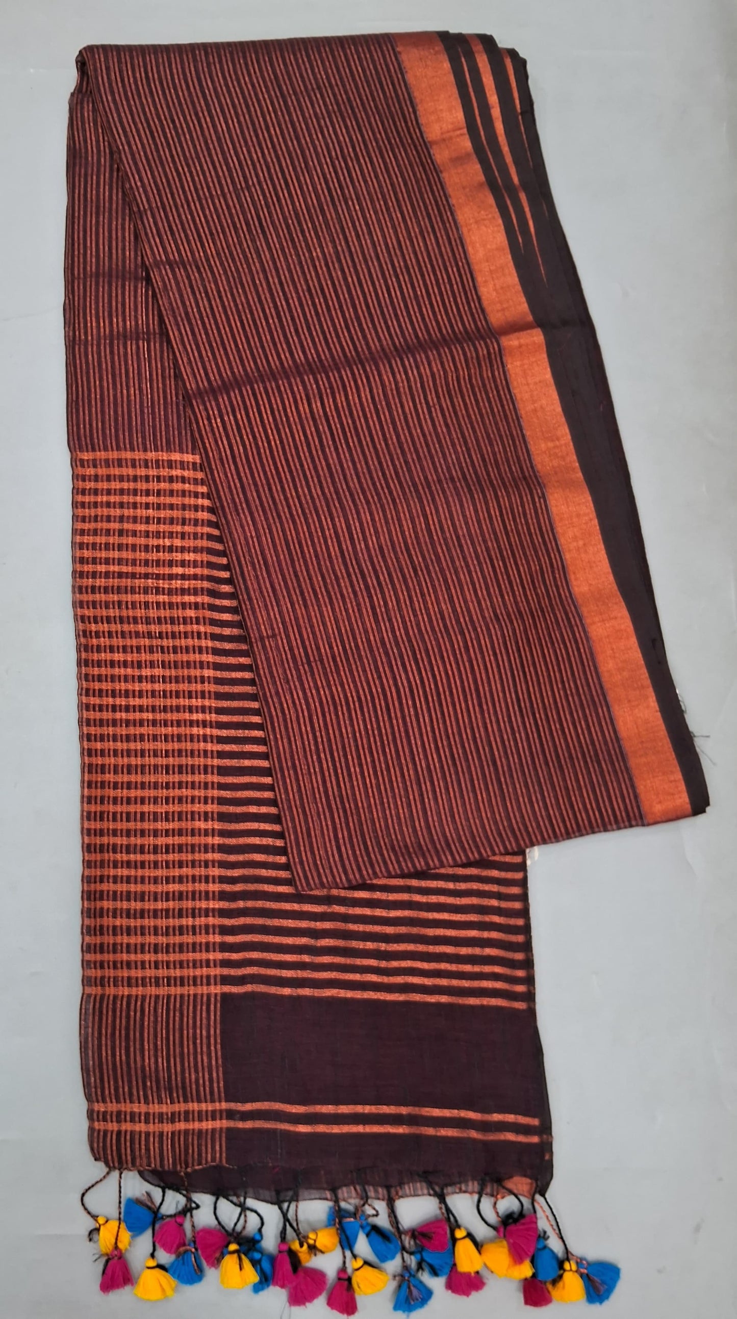 Walnut Brown Khadhi Linen Saree