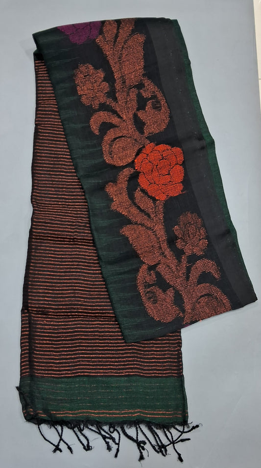 Green Khadhi Linen Saree