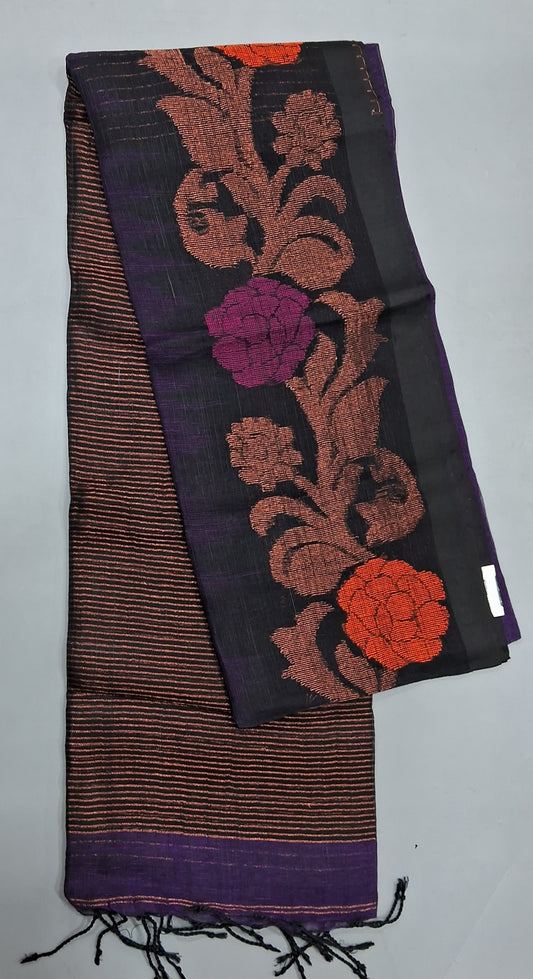 Purple Khadhi Linen Saree