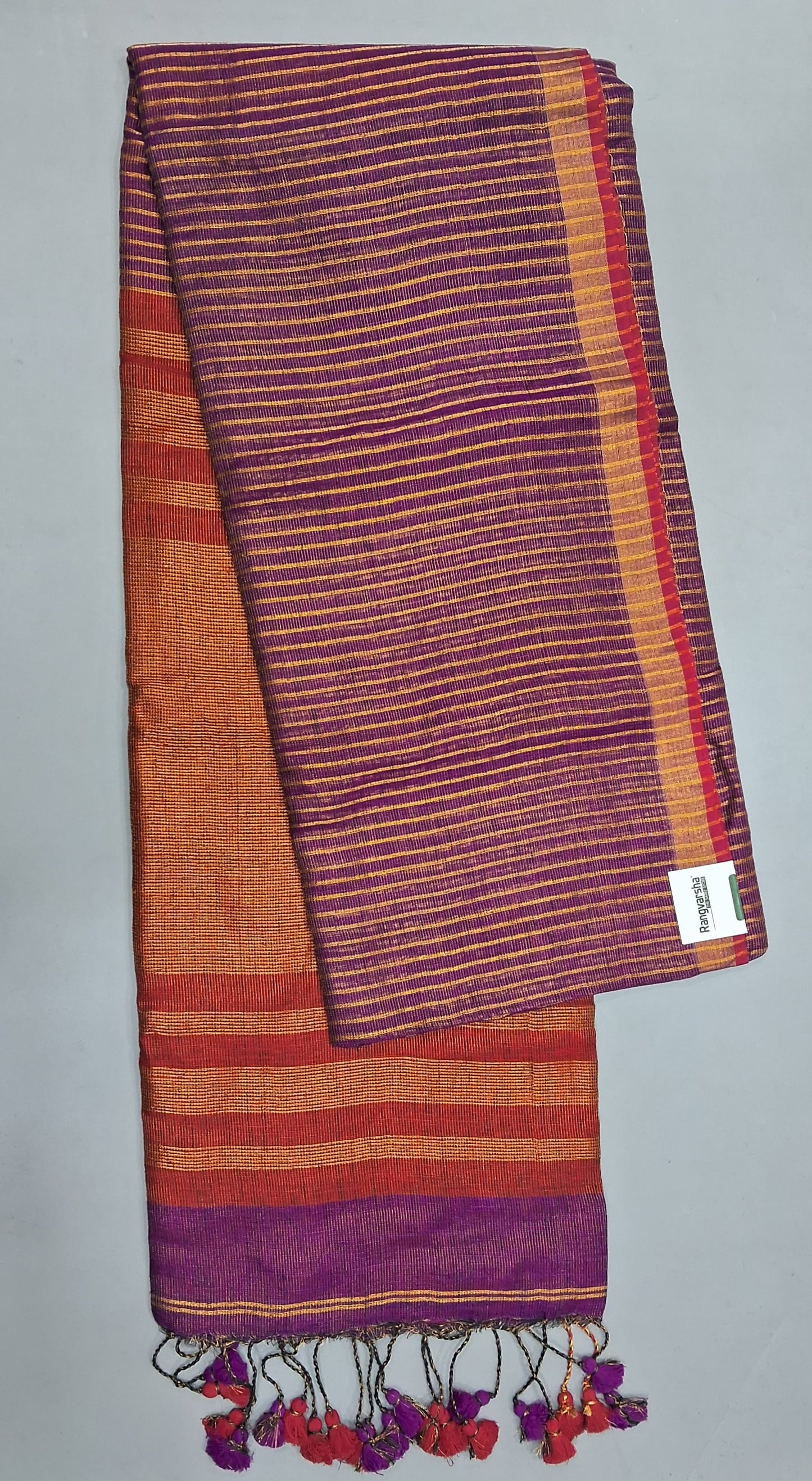 Wine Khadhi Linen Saree