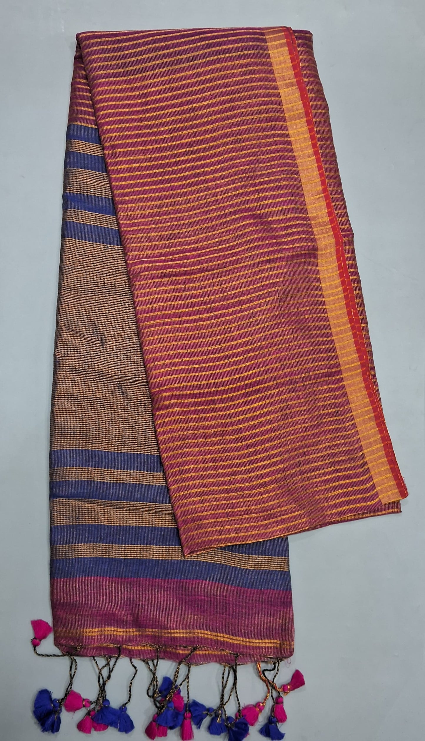 Onion Pink Khadhi Linen Saree
