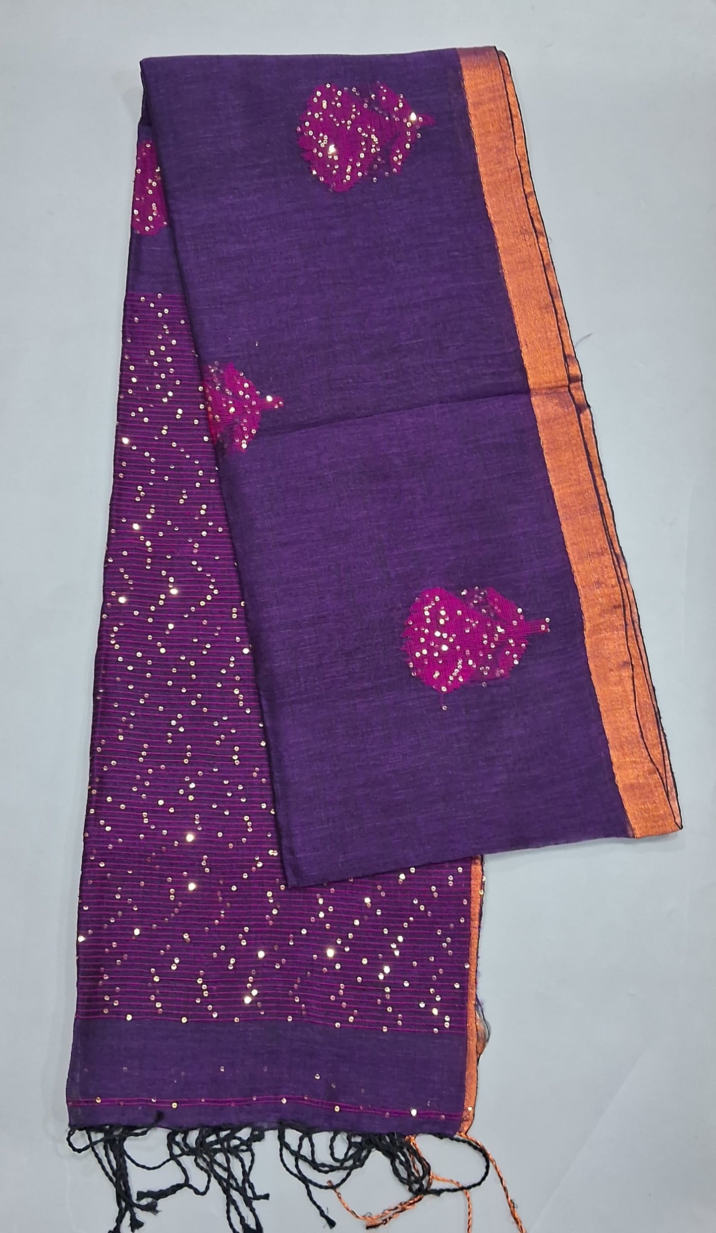 Navy Blue Khadhi Linen Saree