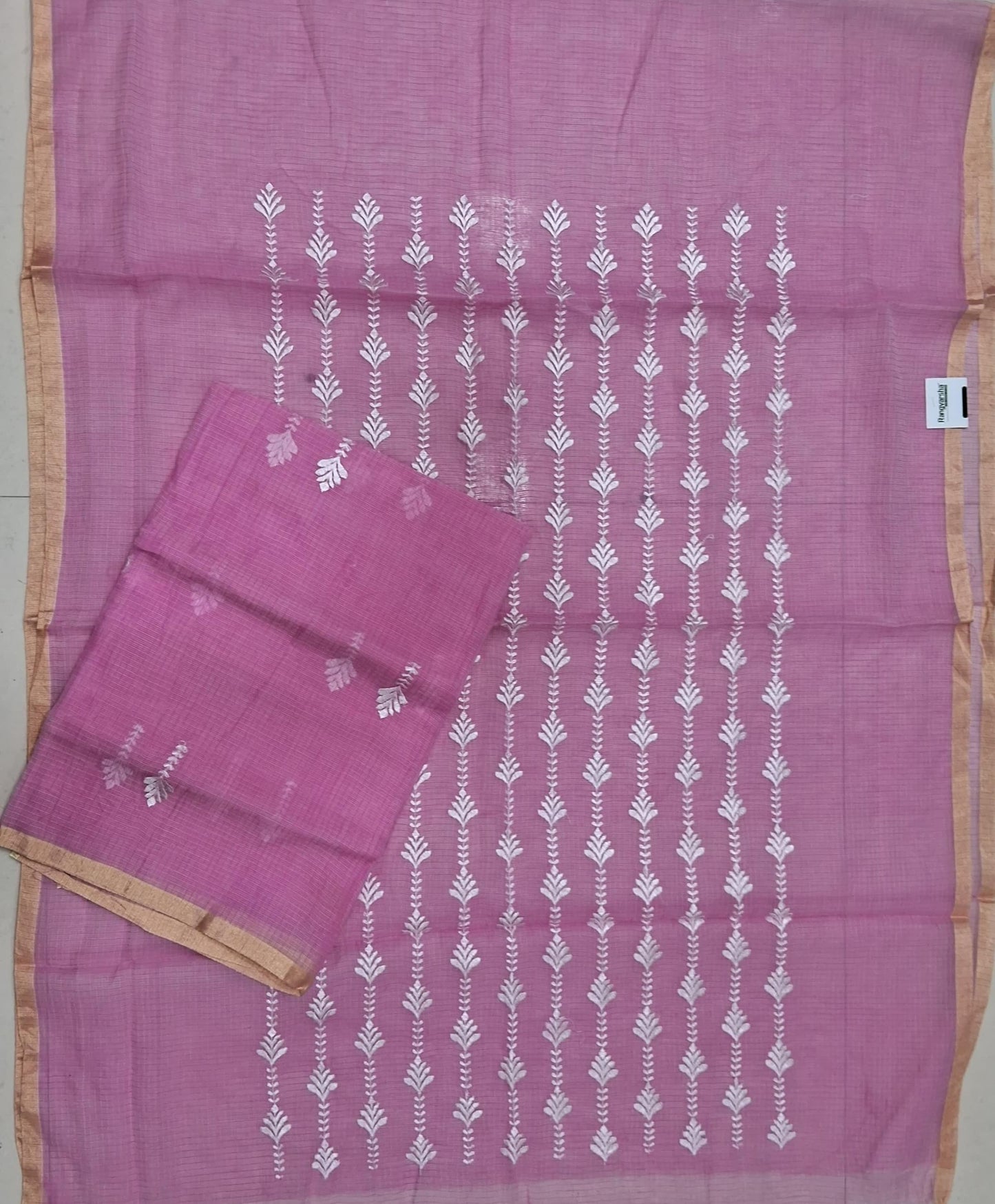 Baby Pink Kota embroidered dress material