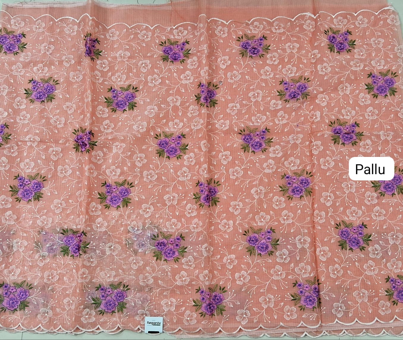 Peach Kota Saree pallu