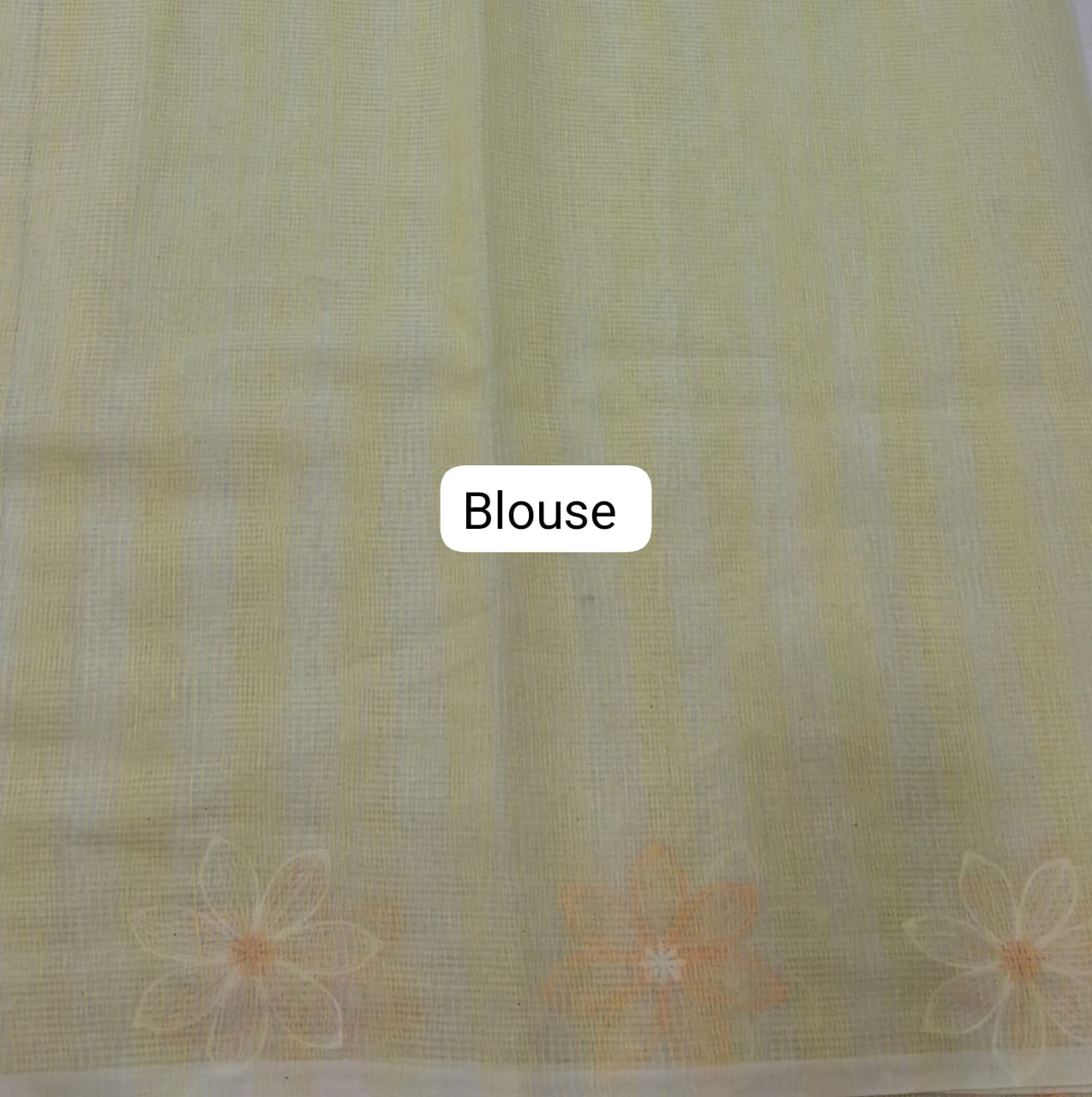 Embroidered Lemon Yellow Kota Saree blouse