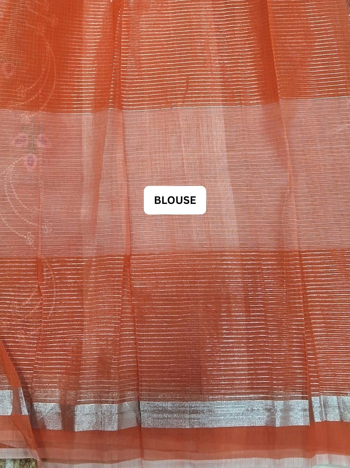 Peach and orange Kota Saree blouse