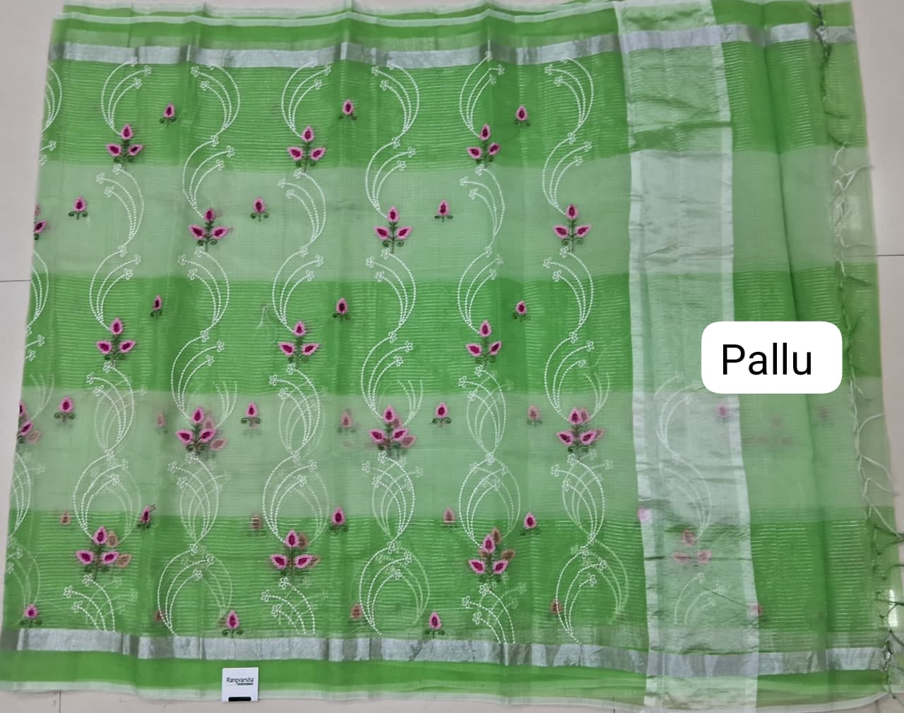 Pista Green and Green Kota Saree pallu