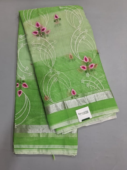 Pista Green and Green Kota Saree