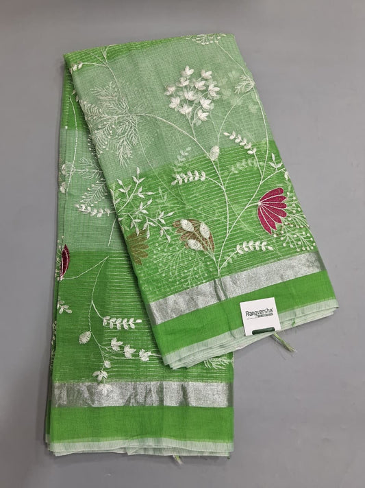 Green and Light Green Kota Saree