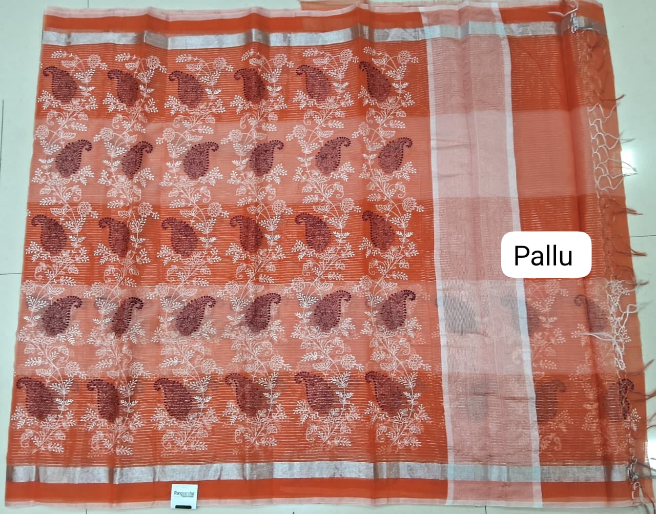 Light Peach with Dark Peach Kota Saree pallu