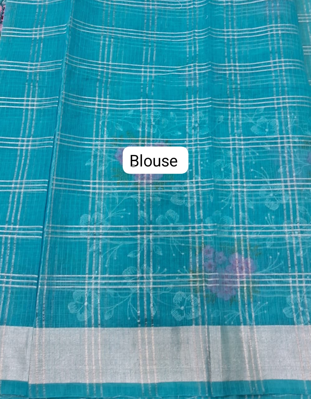Sky Blue Kota Saree blouse