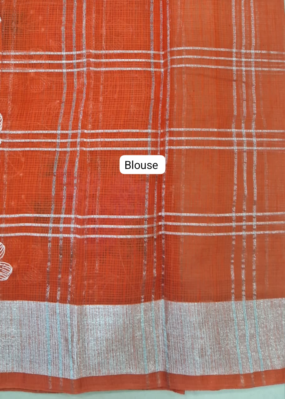 Dark Orange Kota Saree blouse