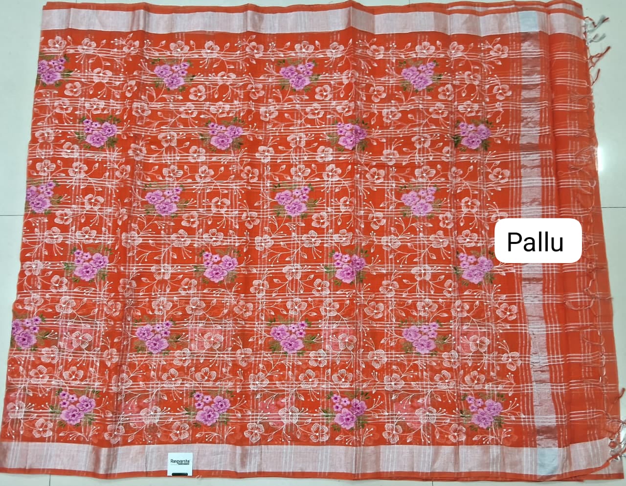 Dark Orange Kota Saree pallu