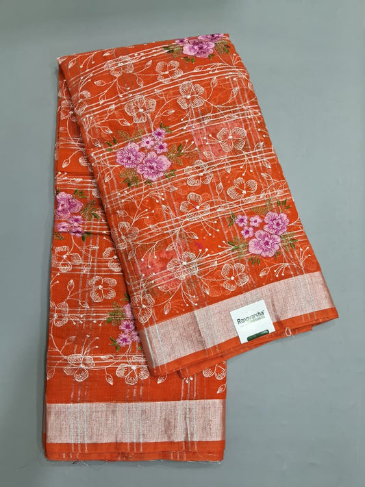 Dark Orange Kota Saree