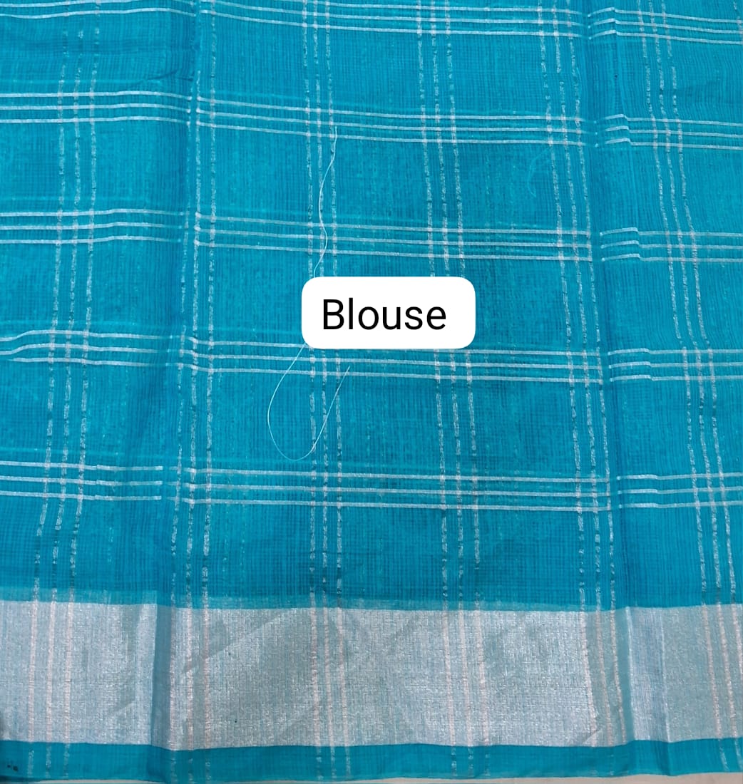 Sky Blue Kota Saree blouse