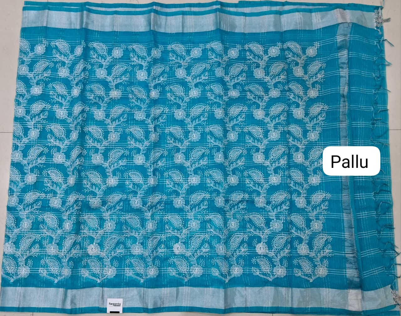 Sky Blue Kota Saree pallu