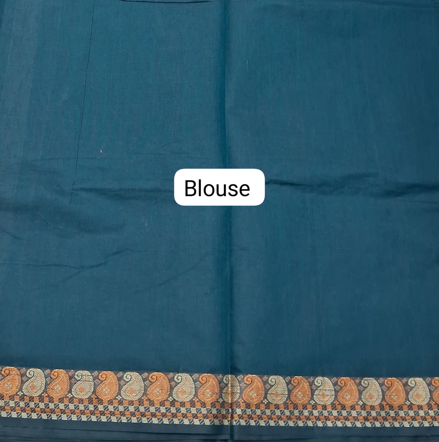 Dark Blue Korvai Kanchi Cotton Saree Blouse