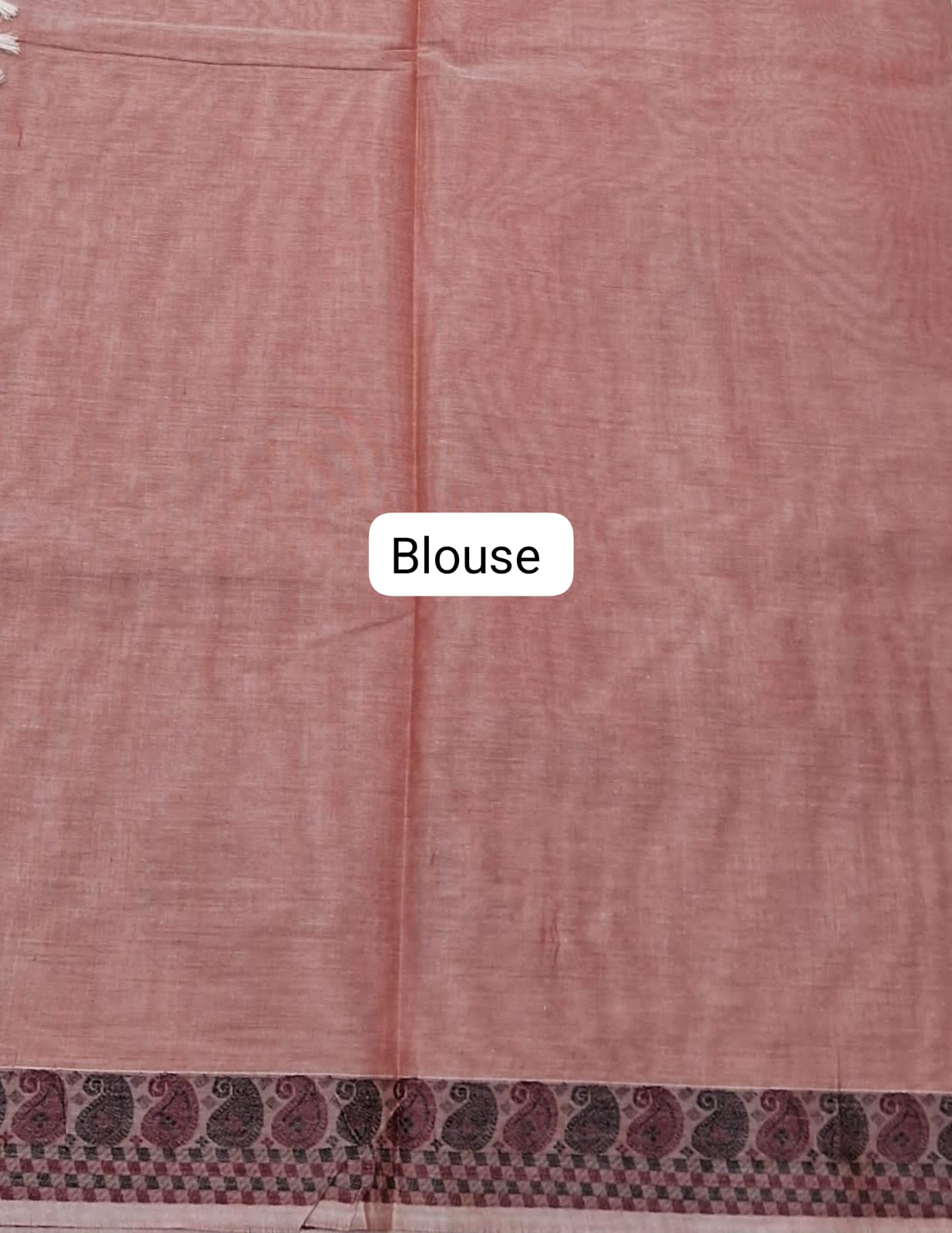 Peach Korvai Kanchi Cotton Saree Blouse