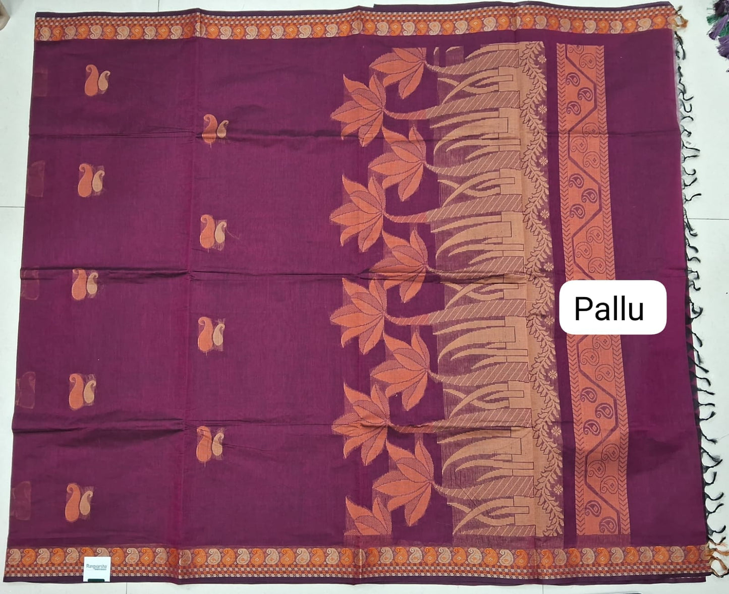 Wine Korvai Kanchi Cotton Saree