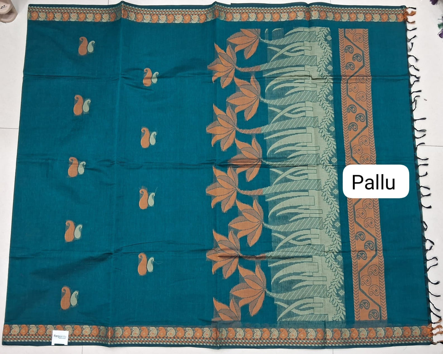 Rama Green Korvai Kanchi Cotton Saree Pallu