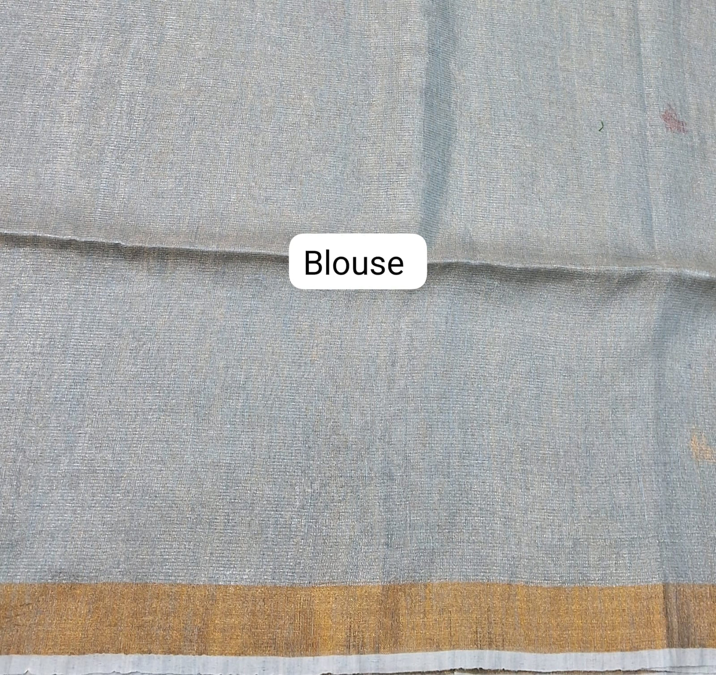 Pale Grey Yellow Tissue Linen Saree Blouse