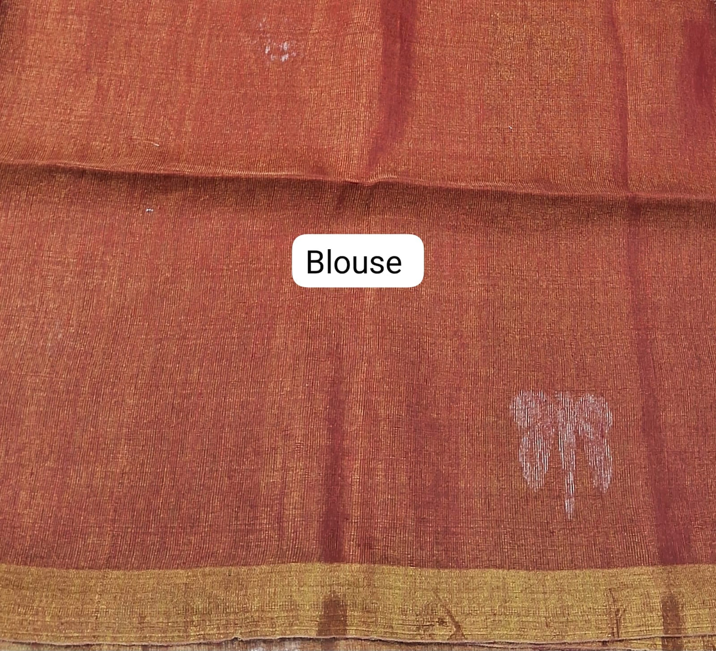 Dark Peach Tissue Linen Saree Blouse