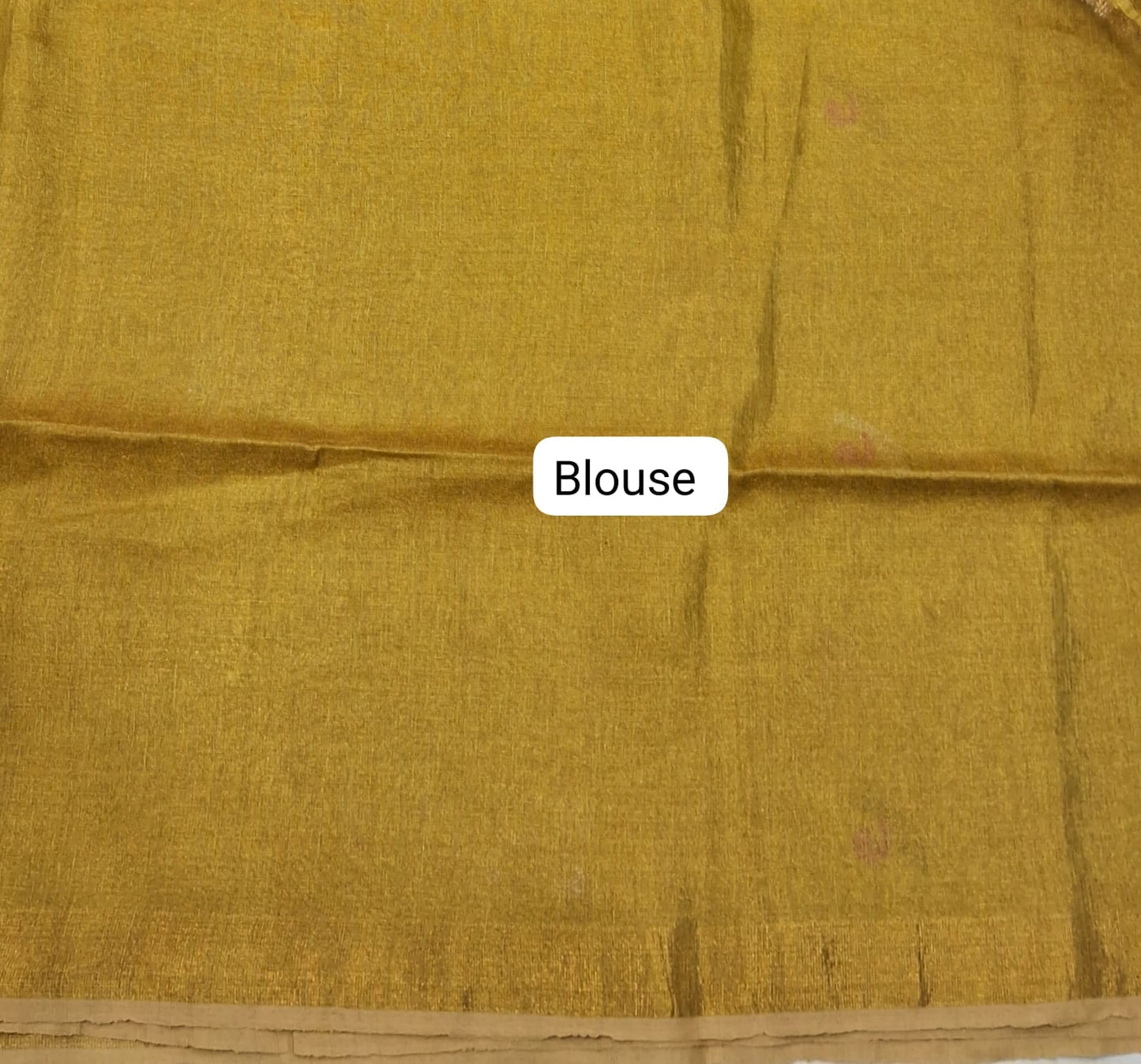 Mustard Yellow Tissue Linen Saree blouse