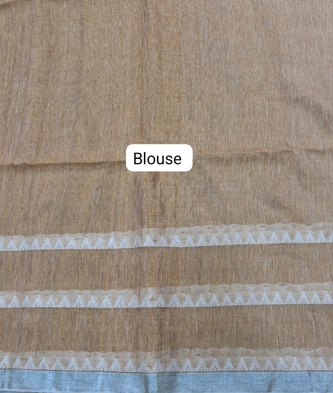 Beige Khadhi Tissue Plain Linen Saree Blouse