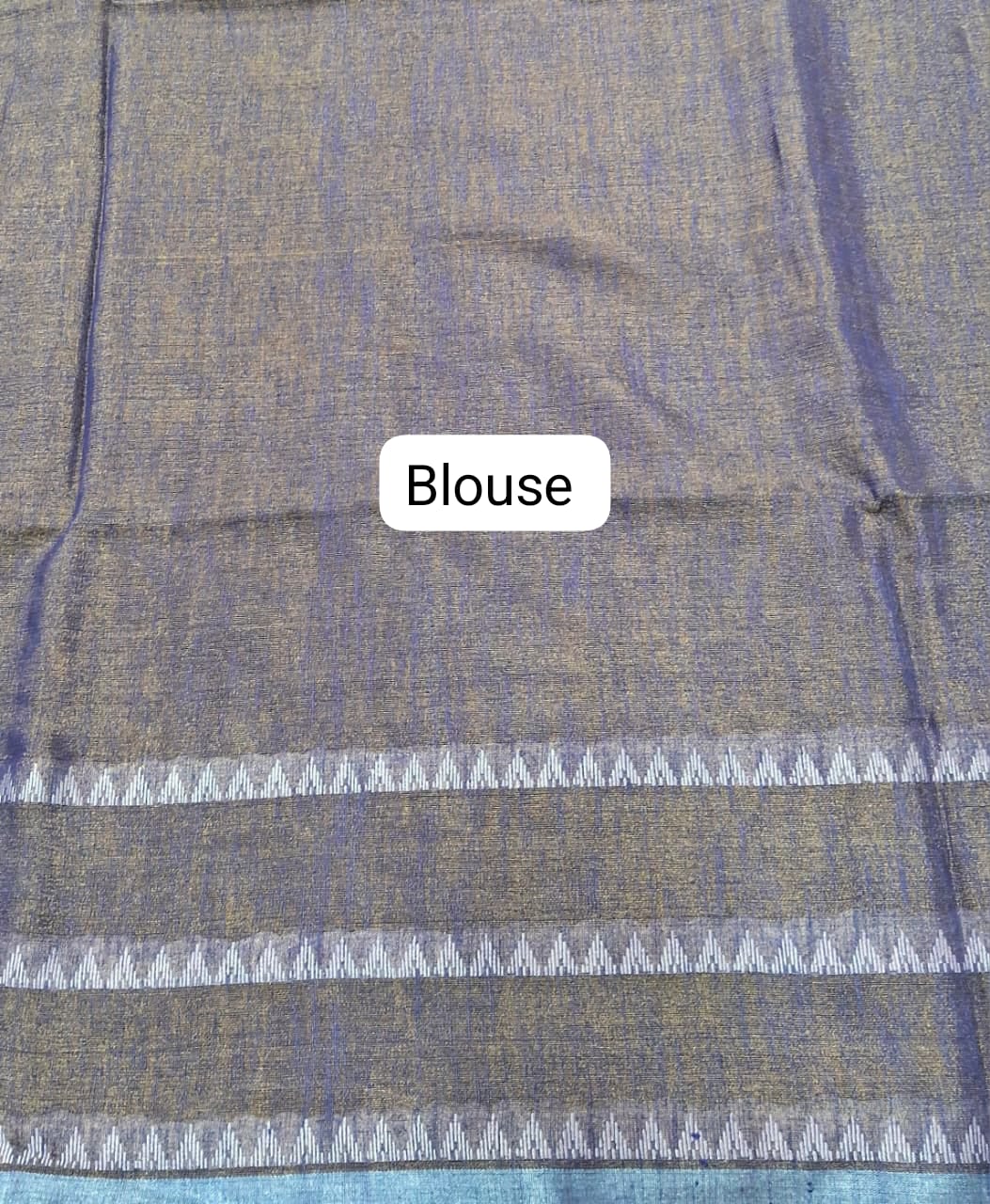 Bronze tone Purple Khadhi Tissue Plain Linen Saree Blouse