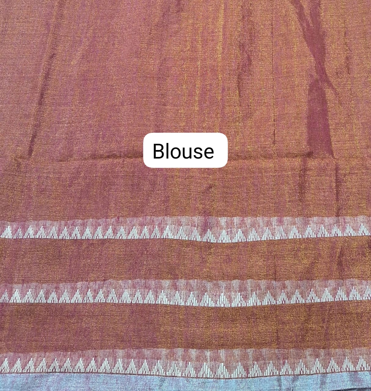 Peachish Brown Khadi Tissue Linen Saree Blouse