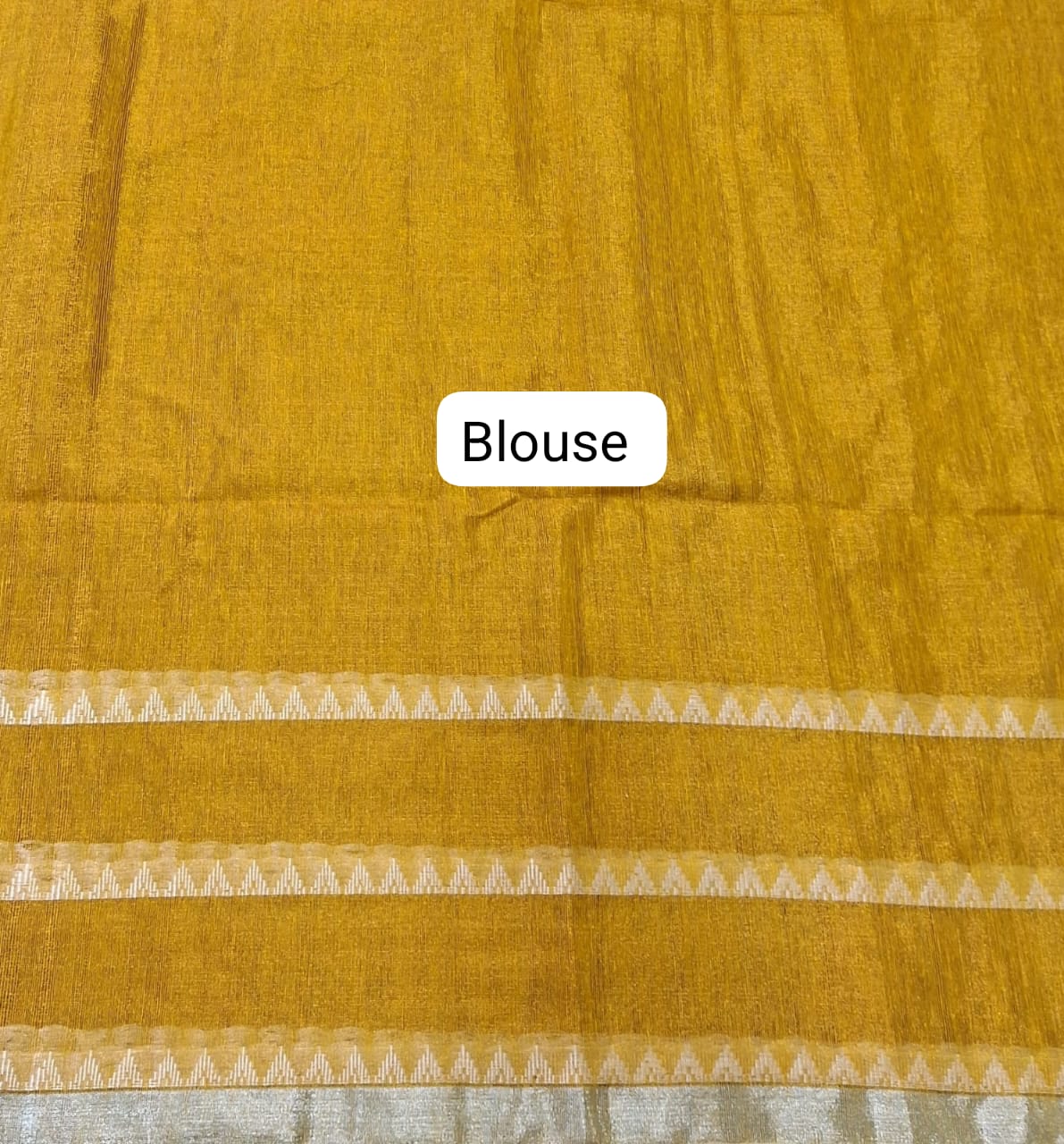 Yellow Khadi Tissue Linen Saree Blouse
