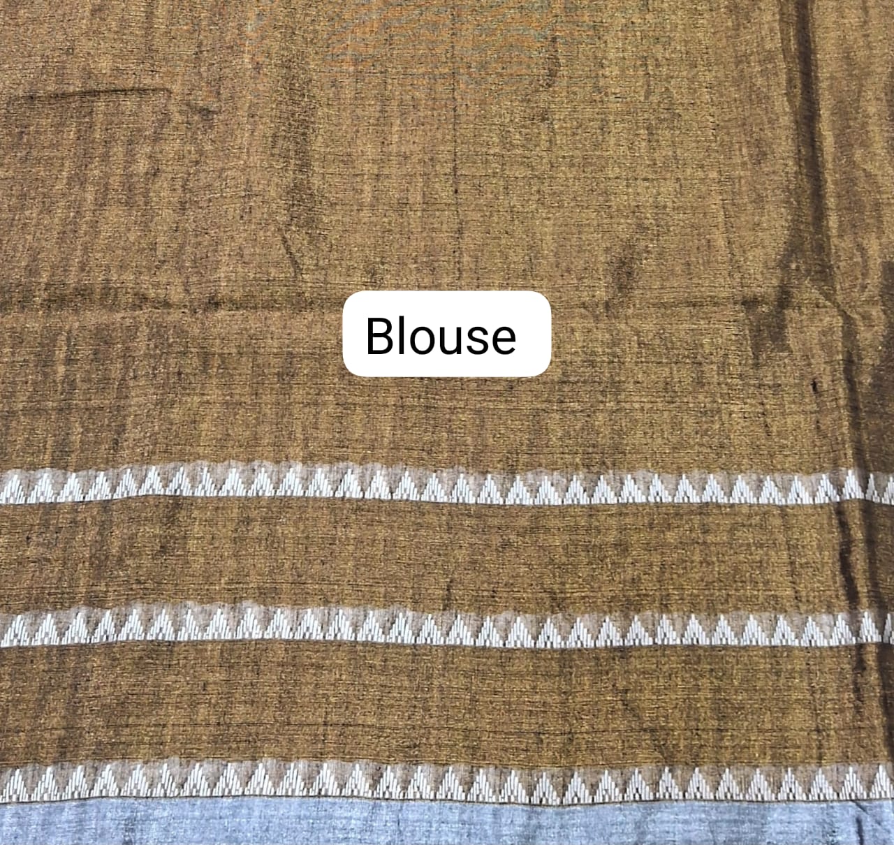 Metallic Brown Khadi Tissue Linen Saree Blouse